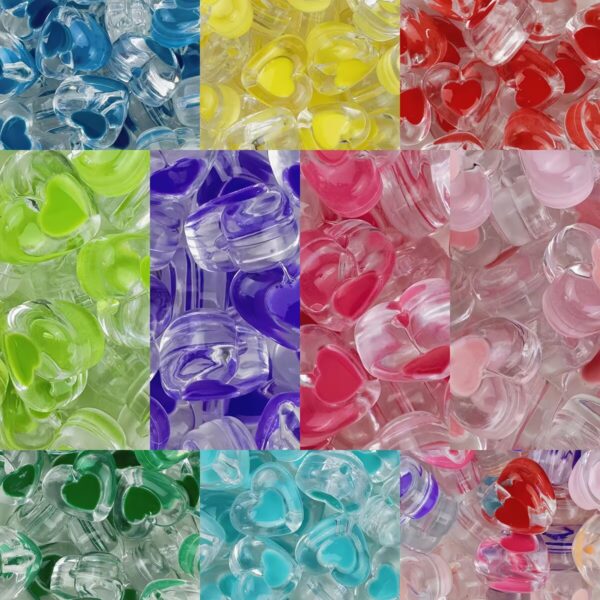 2025 Hot-selling 16mm Medium-Sized Clear Heart Acrylic Beads$3for15pecs