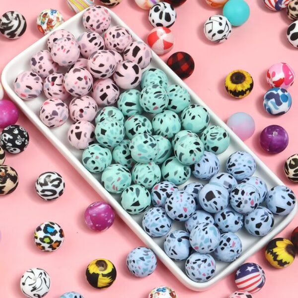 Safe for Baby 15mm Medium-Sized Silicon Printed Beads $4 for 20pecs